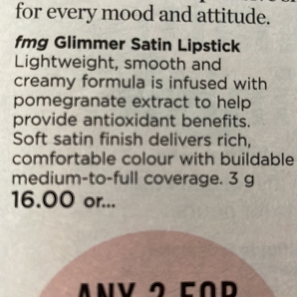 BNIB. fmg Glimmer satin Lipstick in Hibiscus. $10.00 - Picture 4 of 4